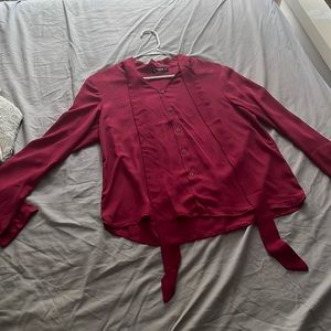 Maroon Button Down Blouse